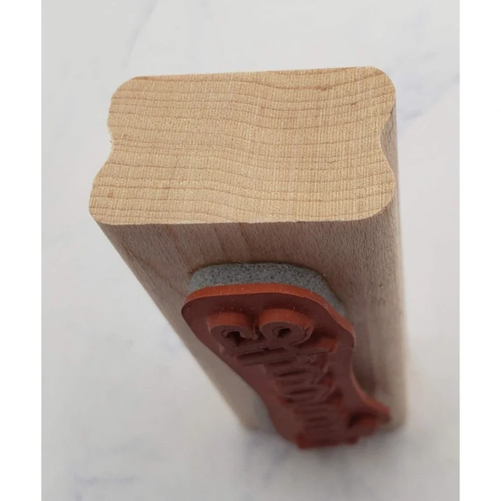 Hooray! Cursive Script Wood Mounted Rubber Border Stamp